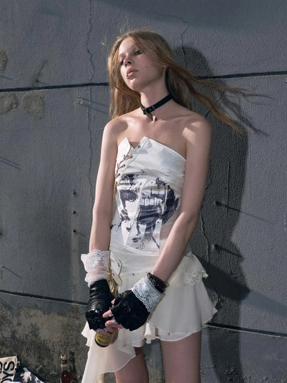 Lost Hand Punk Deconstructed Ribbon Bra Top