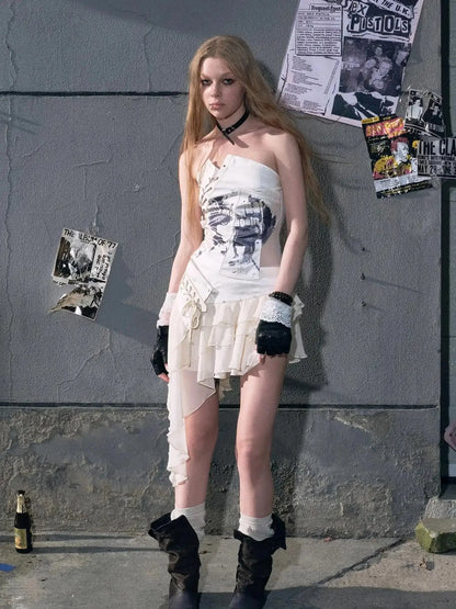 Lost Hand Punk Deconstructed Ribbon Bra Top