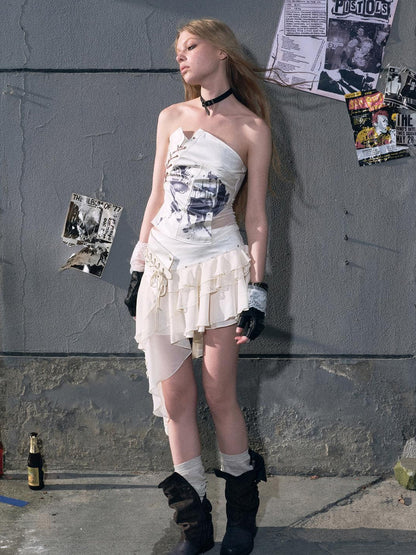 c Lost Hand Punk Deconstructed Ribbon Bra Top