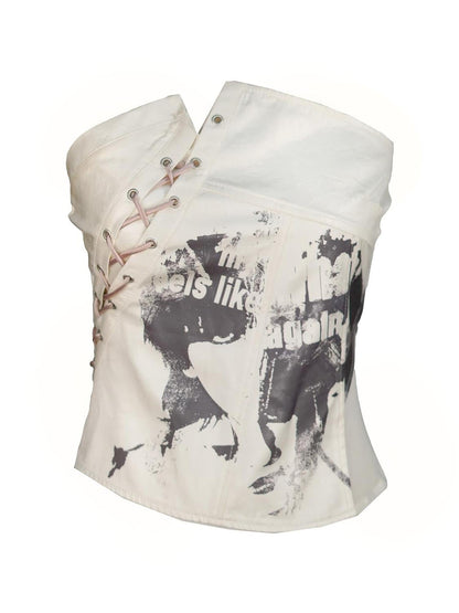 c Lost Hand Punk Deconstructed Ribbon Bra Top