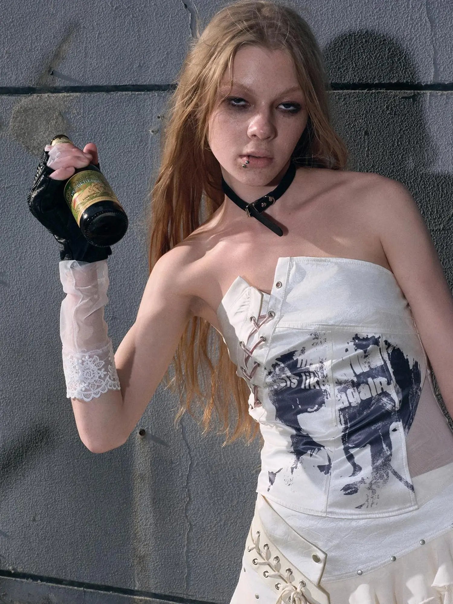 Lost Hand Punk Deconstructed Ribbon Bra Top