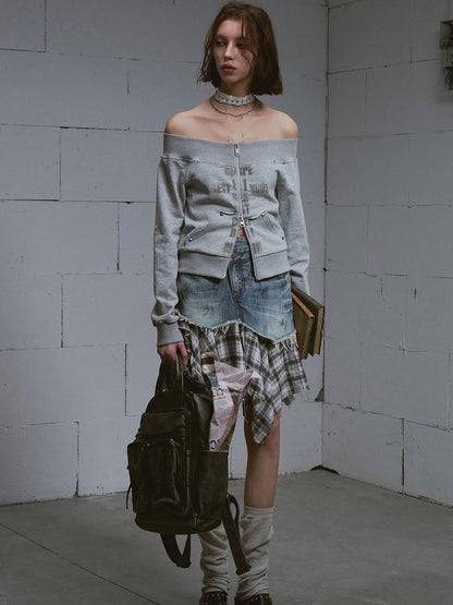 Update c Lost Road Cut Out Print Shoulder Knit Sweatshirt