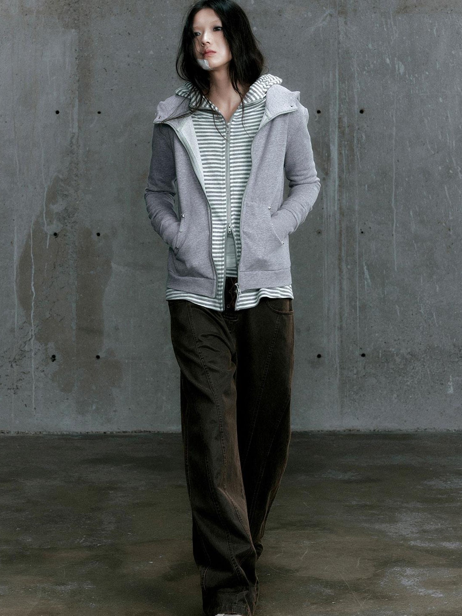 Update c Low Waist Wide Leg Belted Patchwork Denim Pants