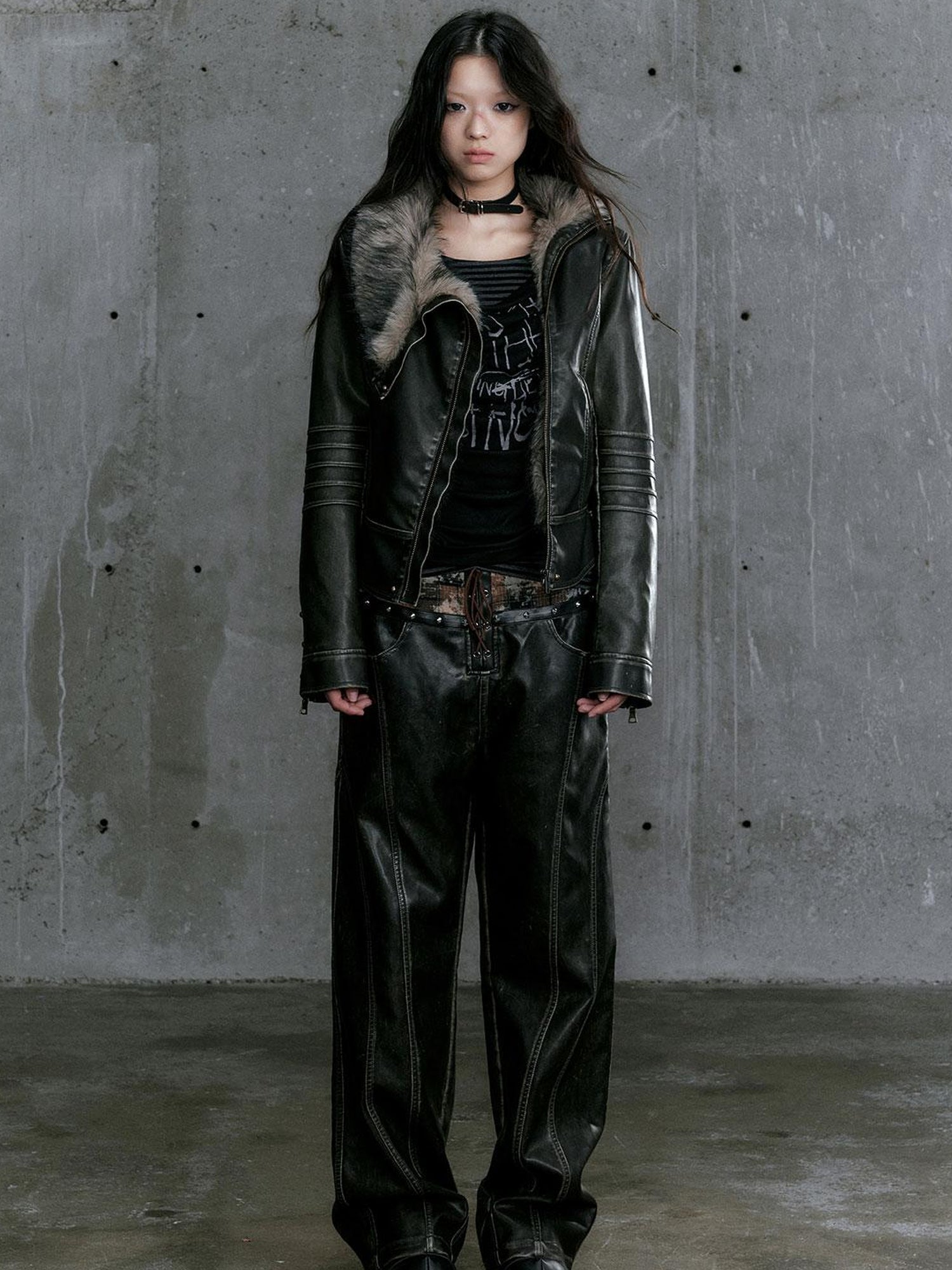 Update c Low Waist Wide Leg Belted Patchwork Denim Pants