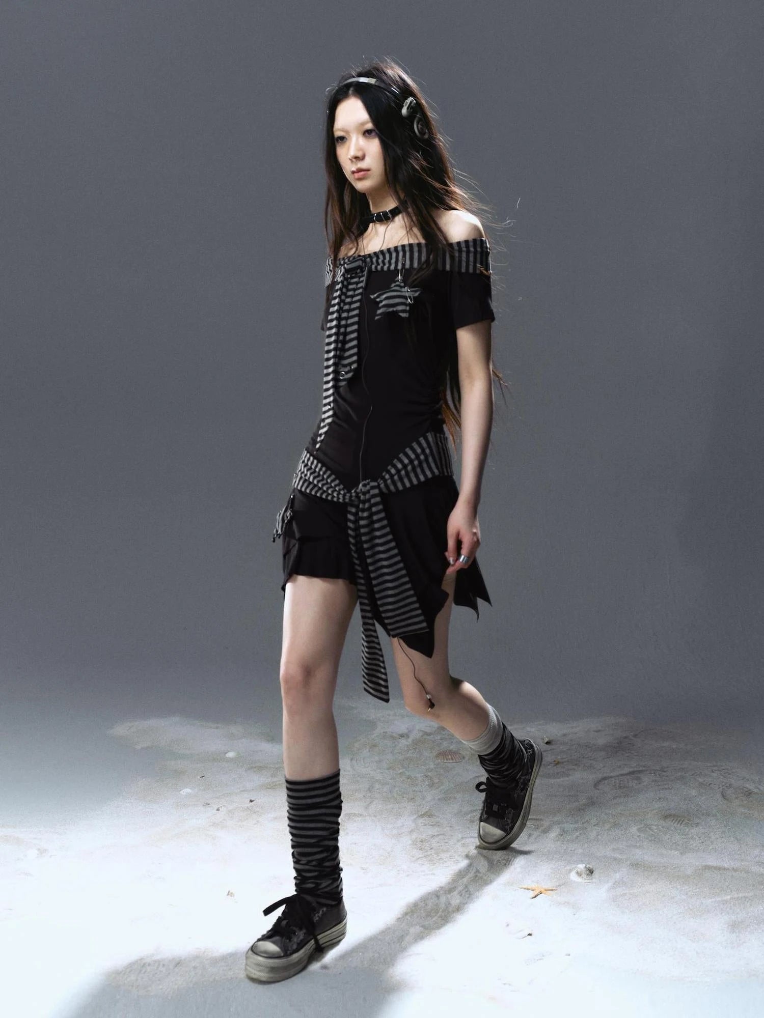 Seafarer Punk Starfish Lace Up Mini Dress