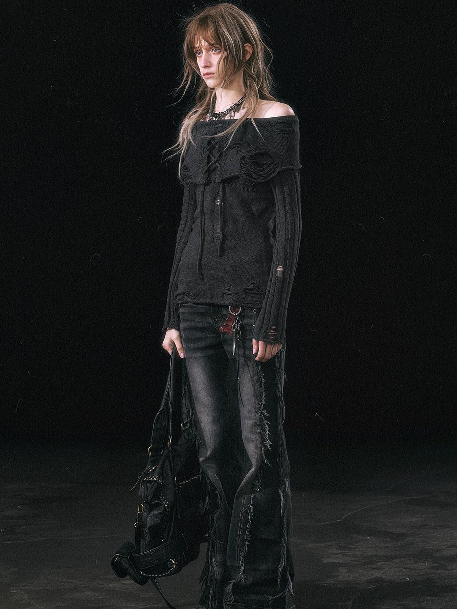 Update c Smoke Rain Resistant Two Tone Distressed Turtleneck Sweater