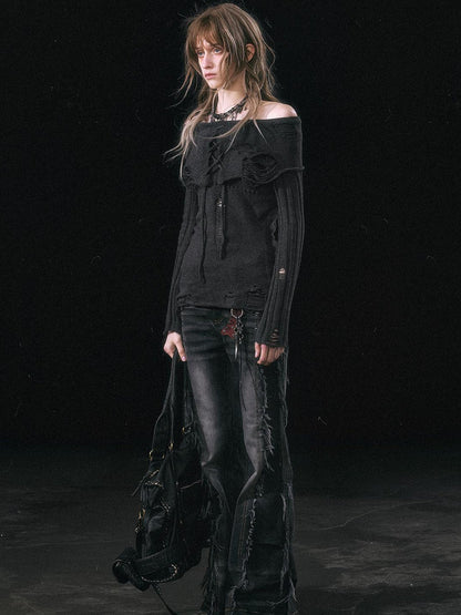 Update c Smoke Rain Resistant Two Tone Distressed Turtleneck Sweater