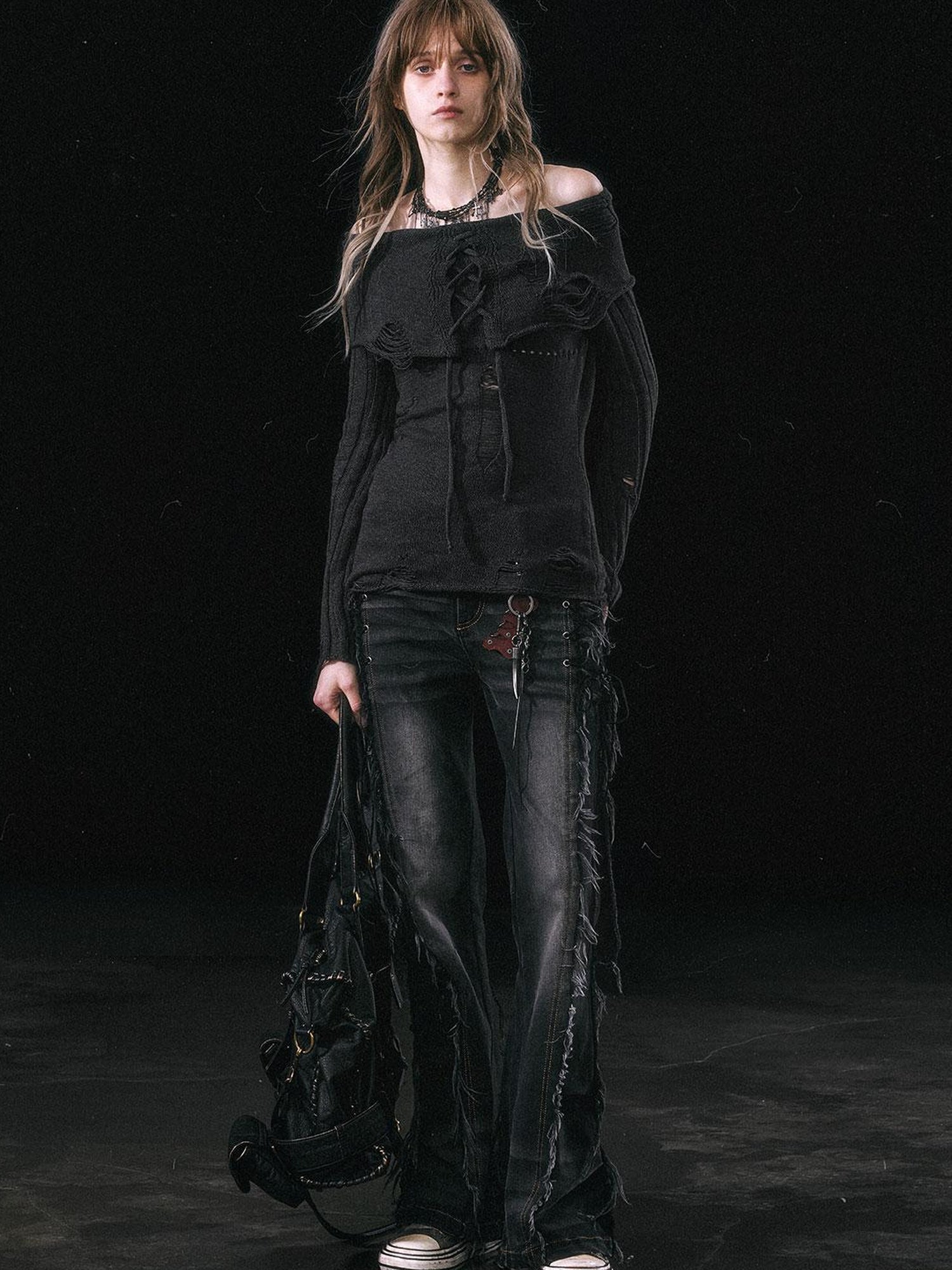 Update c Smoke Rain Resistant Two Tone Distressed Turtleneck Sweater