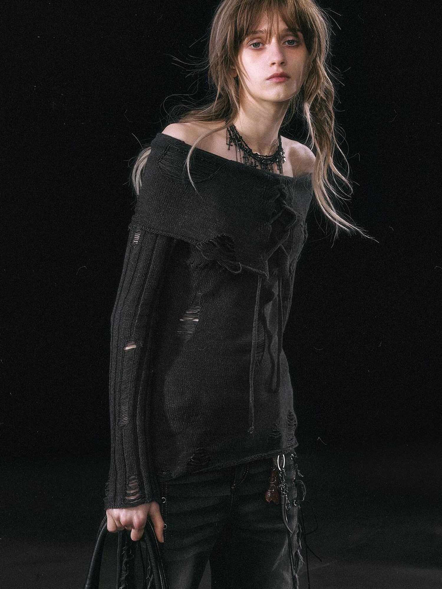 Update c Smoke Rain Resistant Two Tone Distressed Turtleneck Sweater