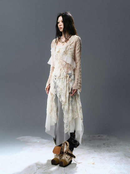 Update c Textured Crinkle Chiffon Hooded Cape