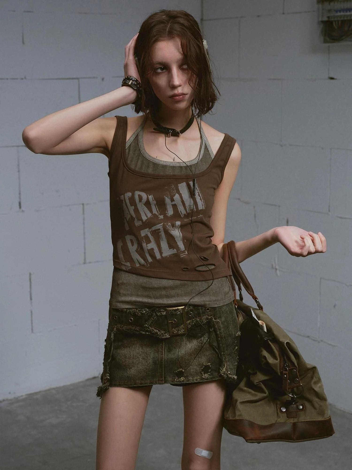 Two Piece Stacked Print Slim Tank Top