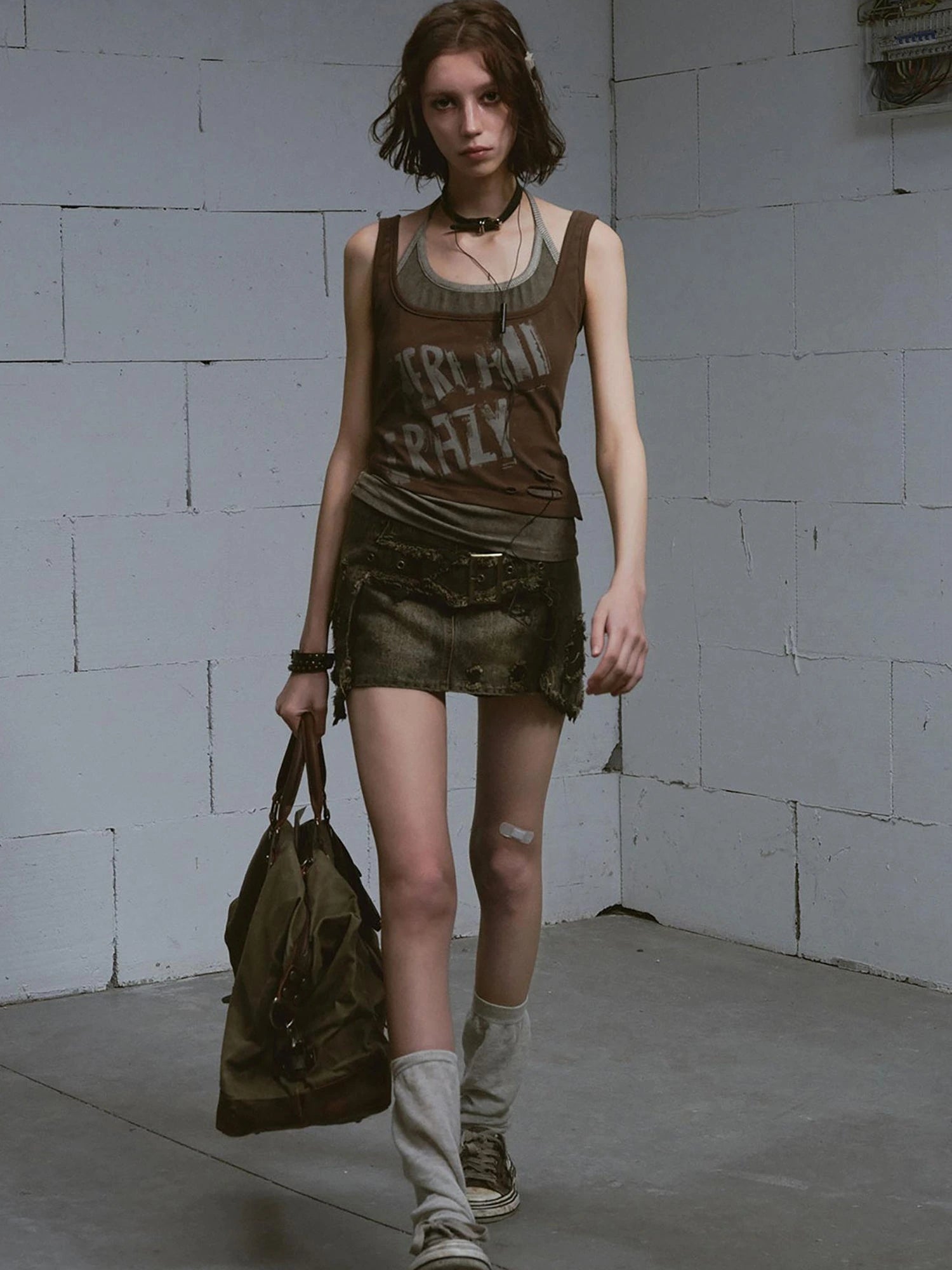 Two Piece Stacked Print Slim Tank Top