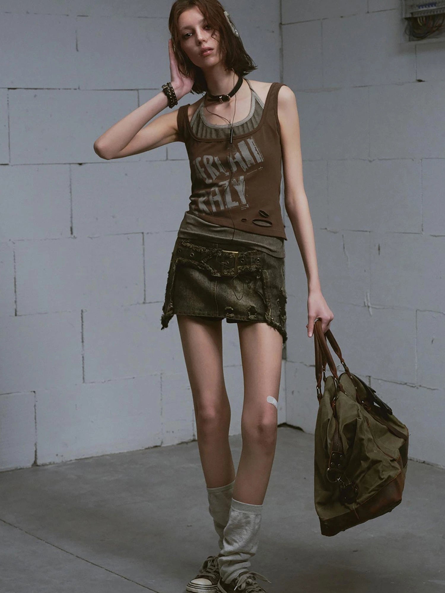 Two Piece Stacked Print Slim Tank Top