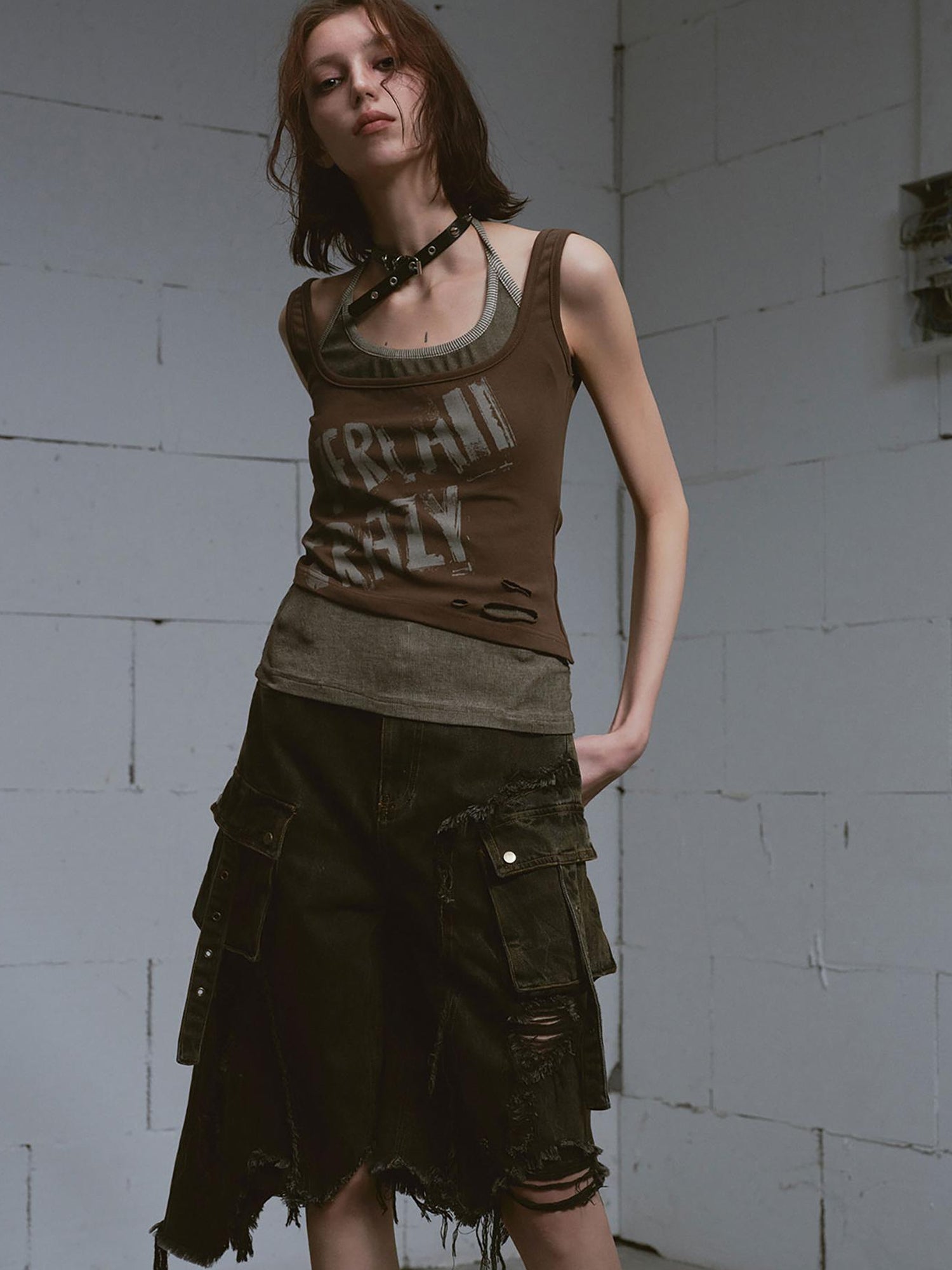 Update c Two Piece Stacked Print Slim Tank Top