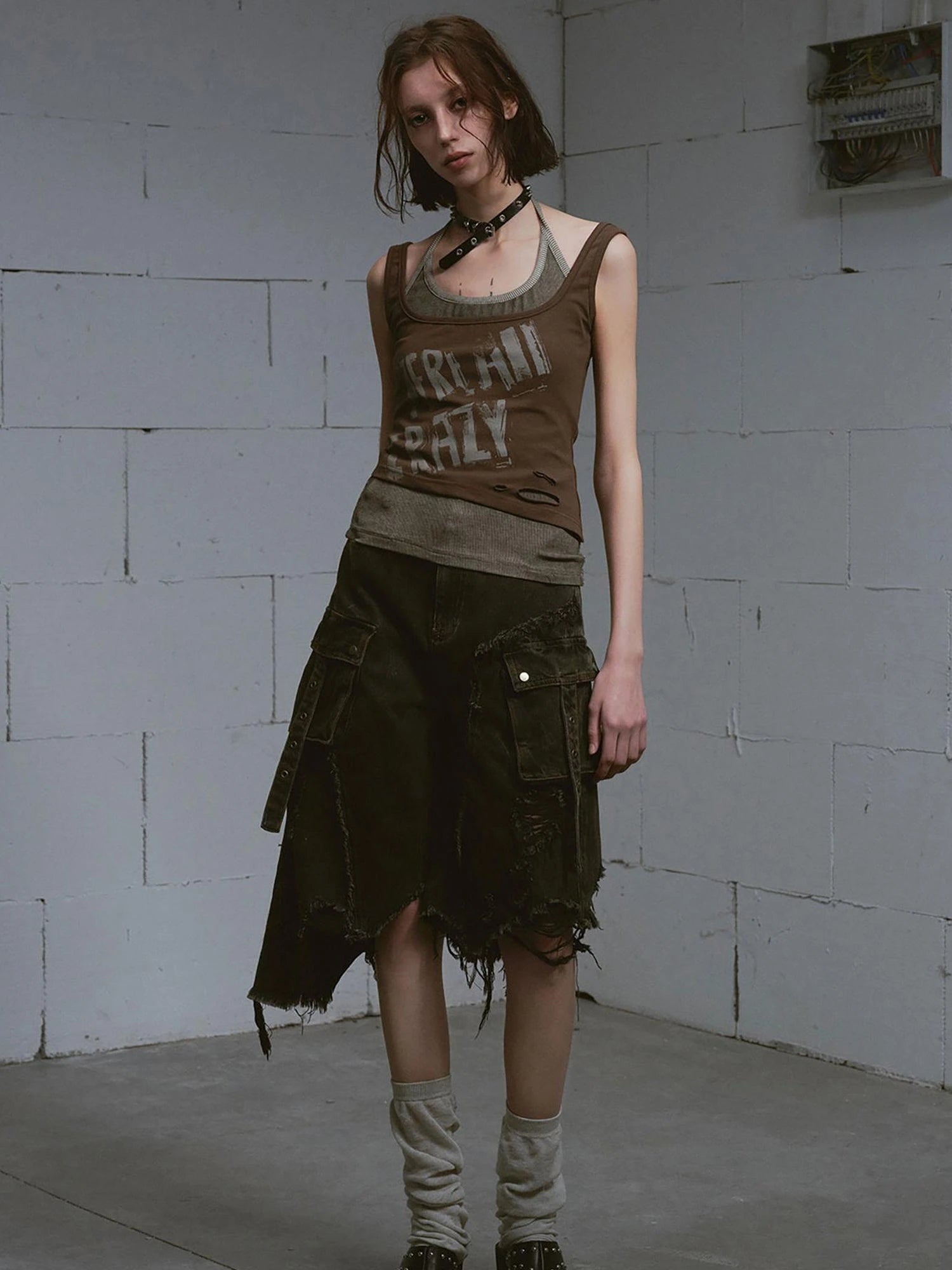 Two Piece Stacked Print Slim Tank Top