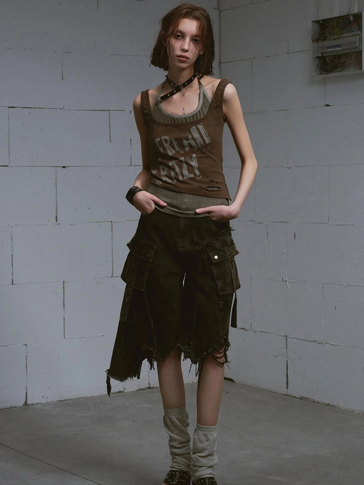 Two Piece Stacked Print Slim Tank Top