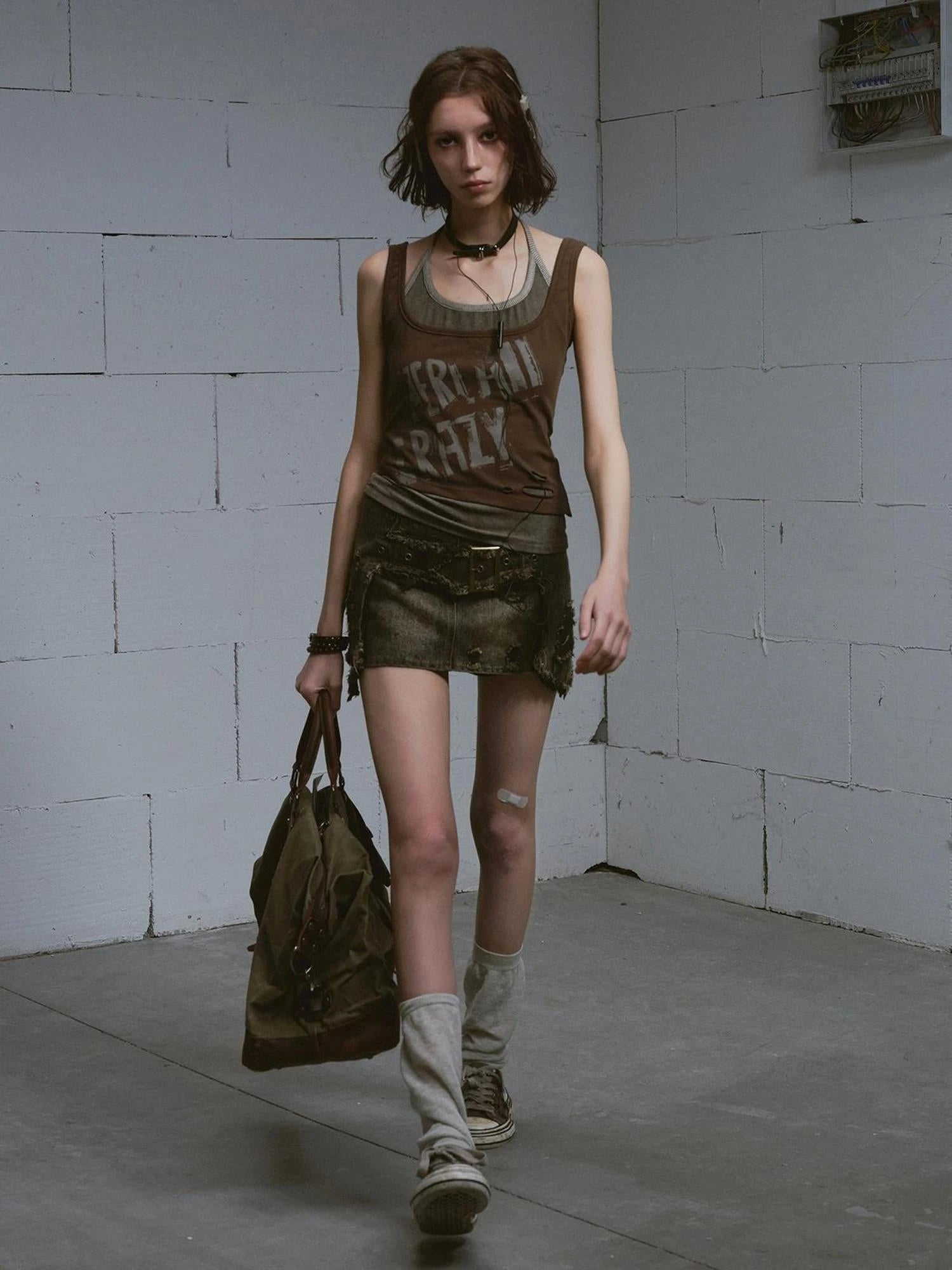 Two Piece Stacked Print Slim Tank Top