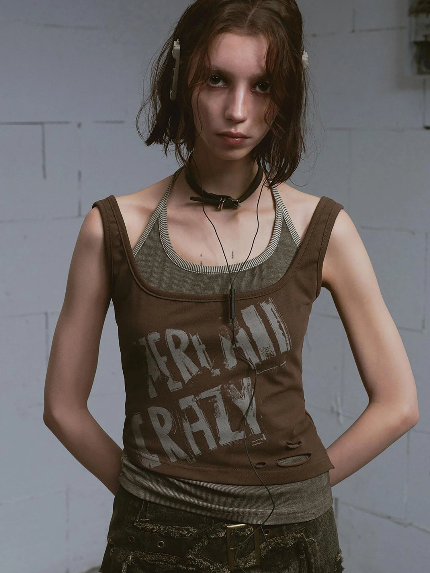 Two Piece Stacked Print Slim Tank Top