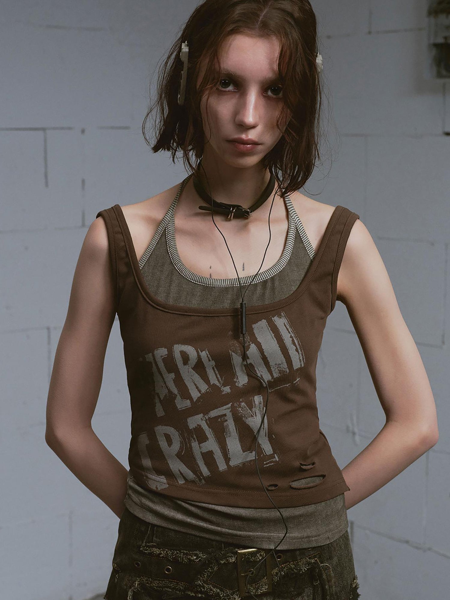 Update c Two Piece Stacked Print Slim Tank Top