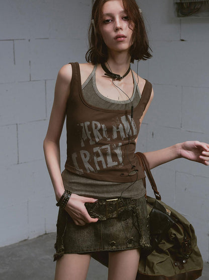 Update c Two Piece Stacked Print Slim Tank Top