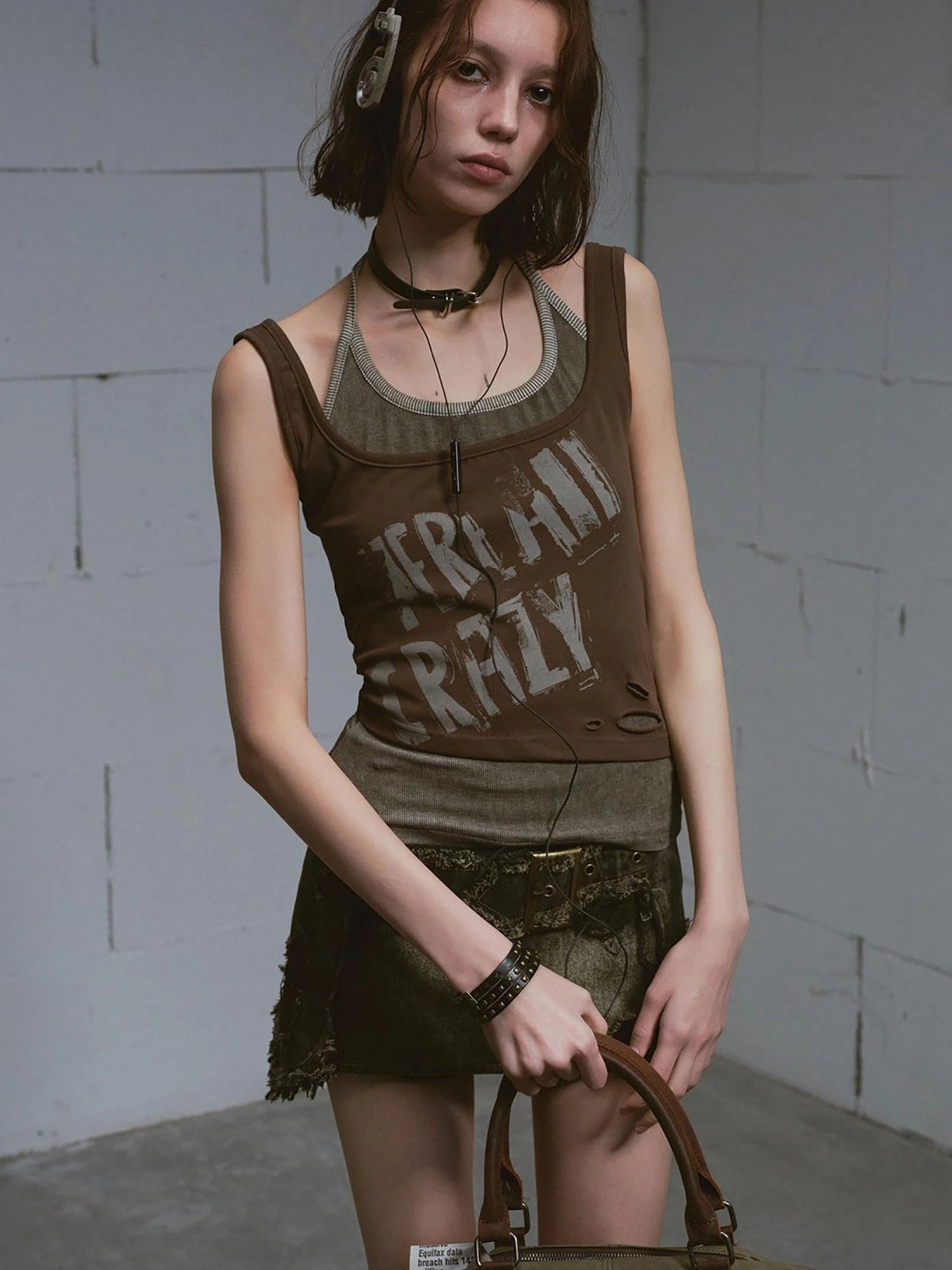 Two Piece Stacked Print Slim Tank Top