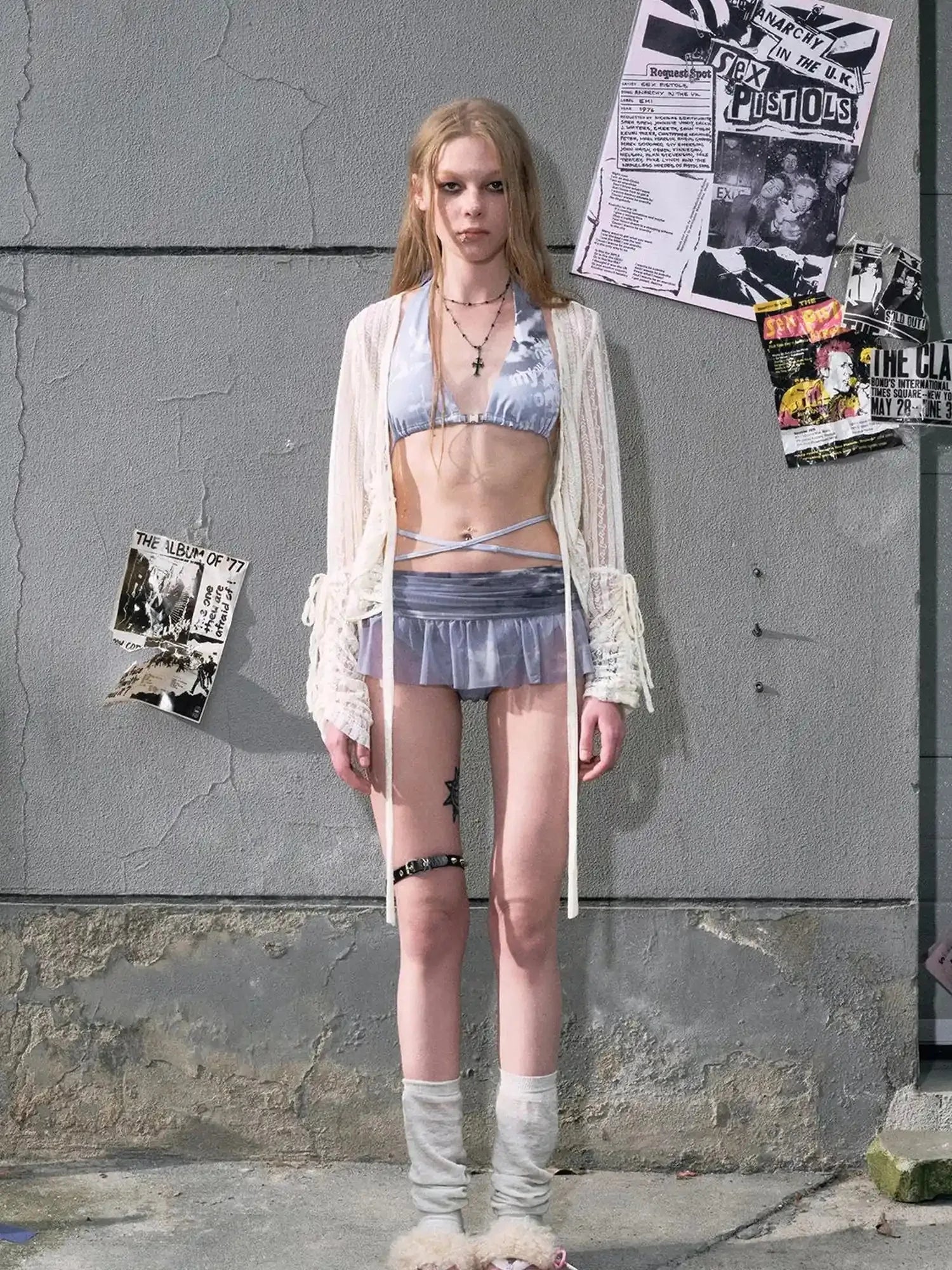 Underwater Dream Mesh Swimsuit Set V Neck T Shirt Long Sleeve