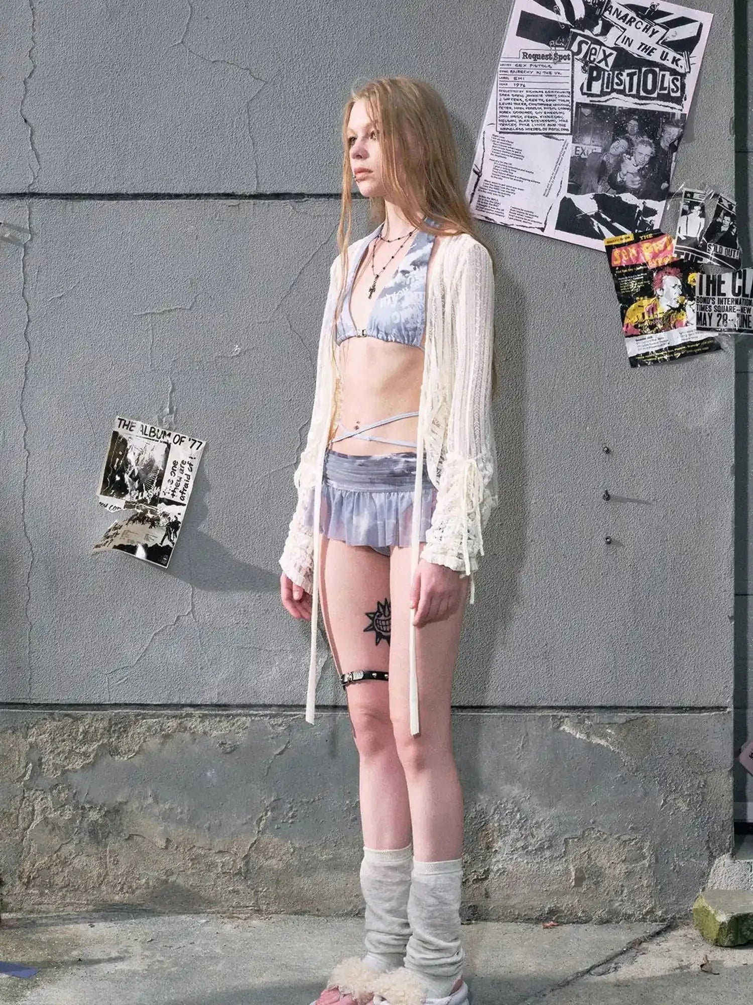 Underwater Dream Mesh Swimsuit Set V Neck T Shirt Long Sleeve