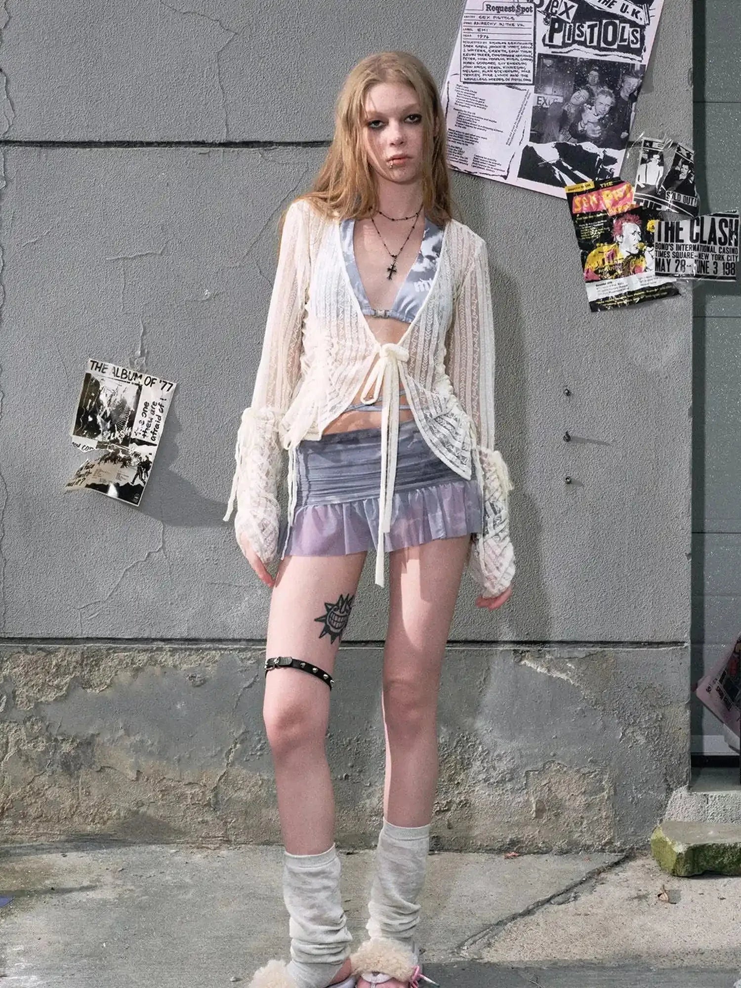 Underwater Dream Mesh Swimsuit Set V Neck T Shirt Long Sleeve