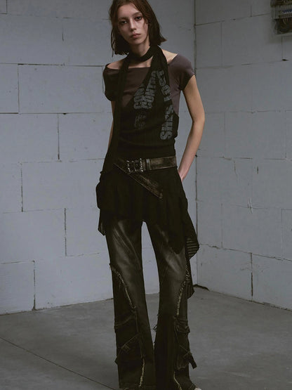 Vintage Distressed Flared Jeans