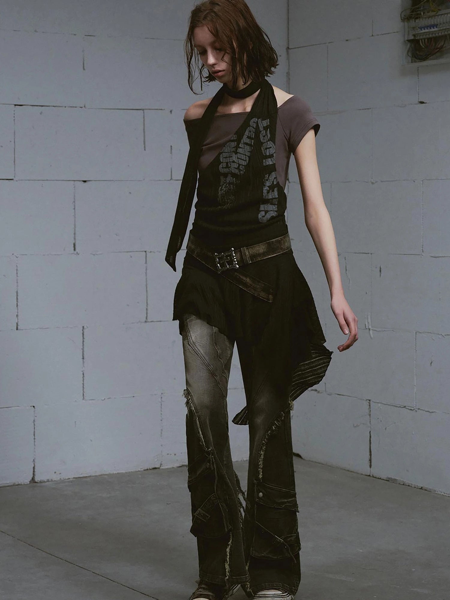 Vintage Distressed Flared Jeans