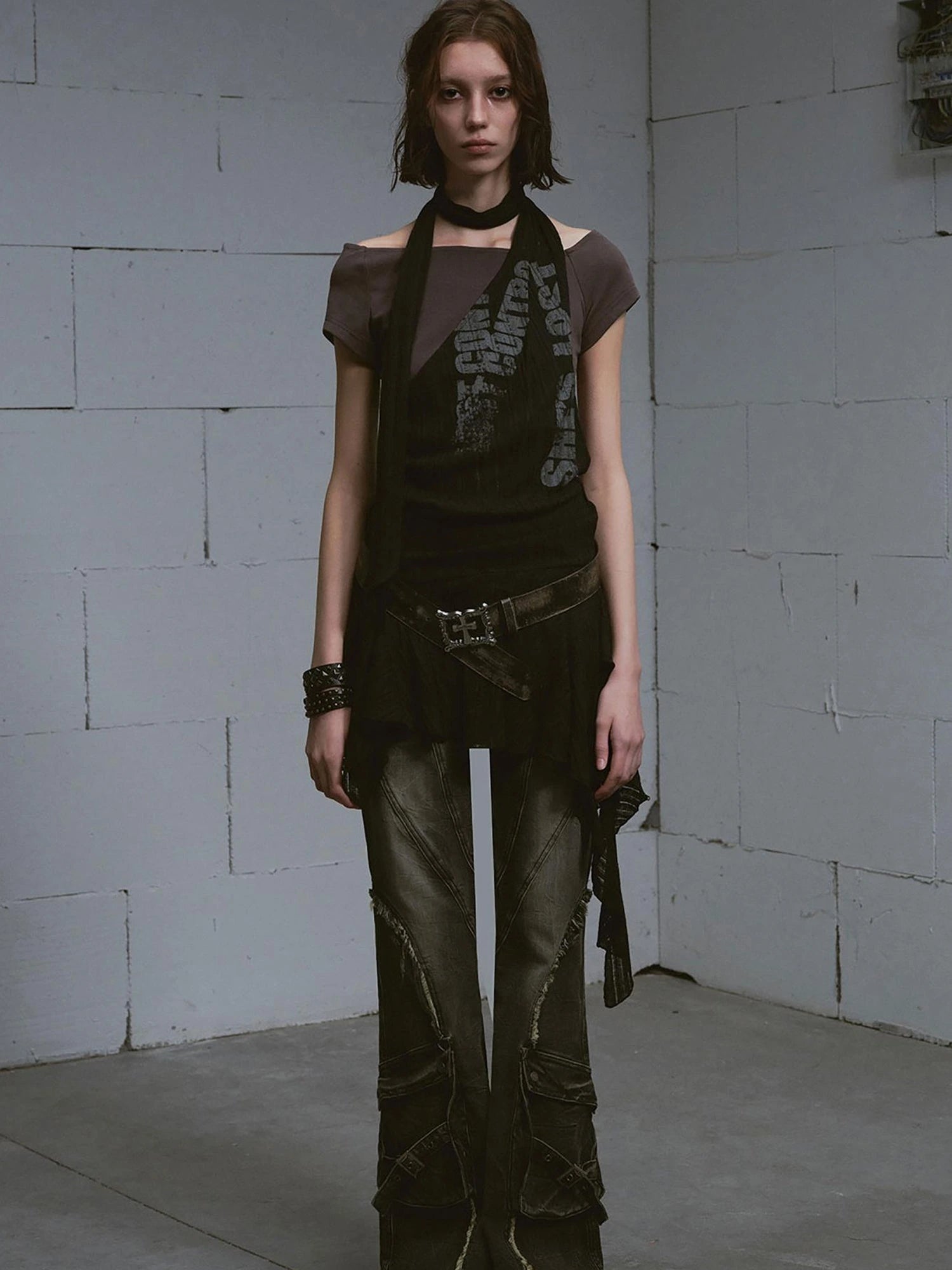 Vintage Distressed Flared Jeans