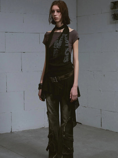 Vintage Distressed Flared Jeans