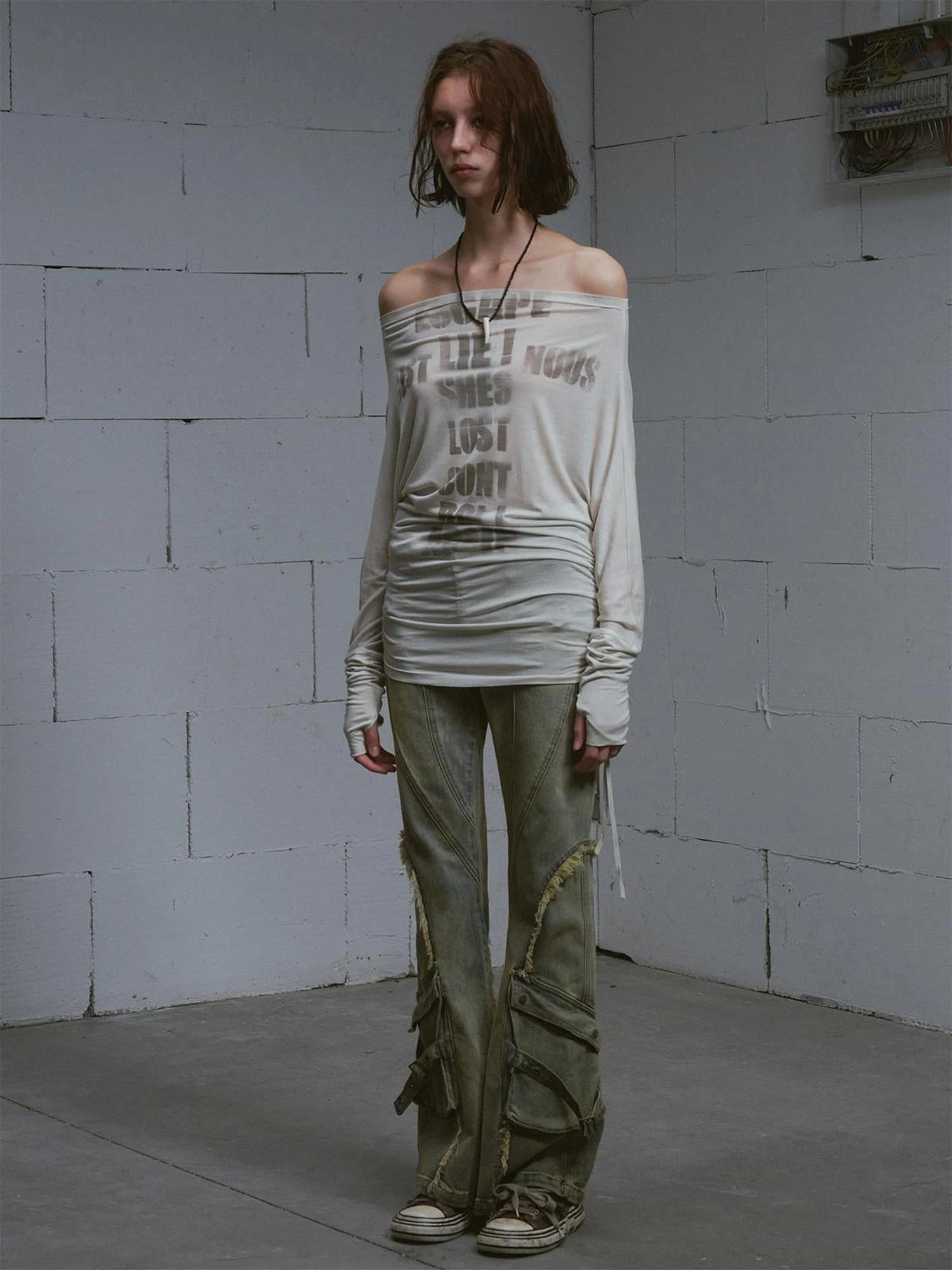 Vintage Distressed Flared Jeans