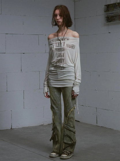 Vintage Distressed Flared Jeans