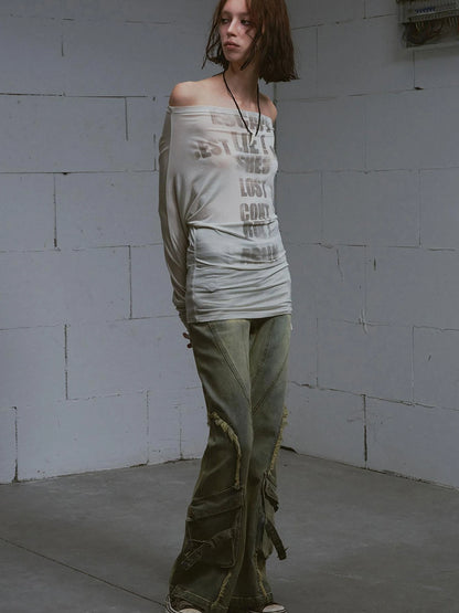 Vintage Distressed Flared Jeans