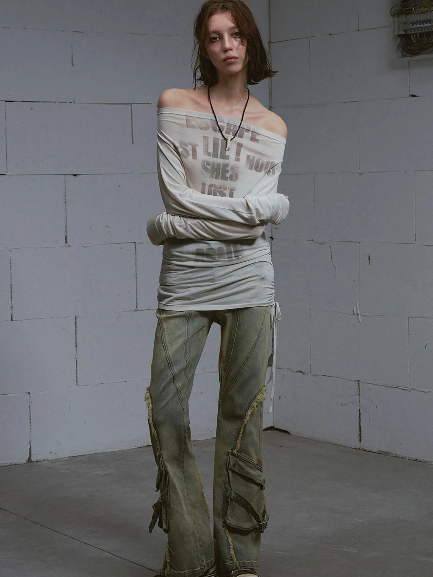 Vintage Distressed Flared Jeans