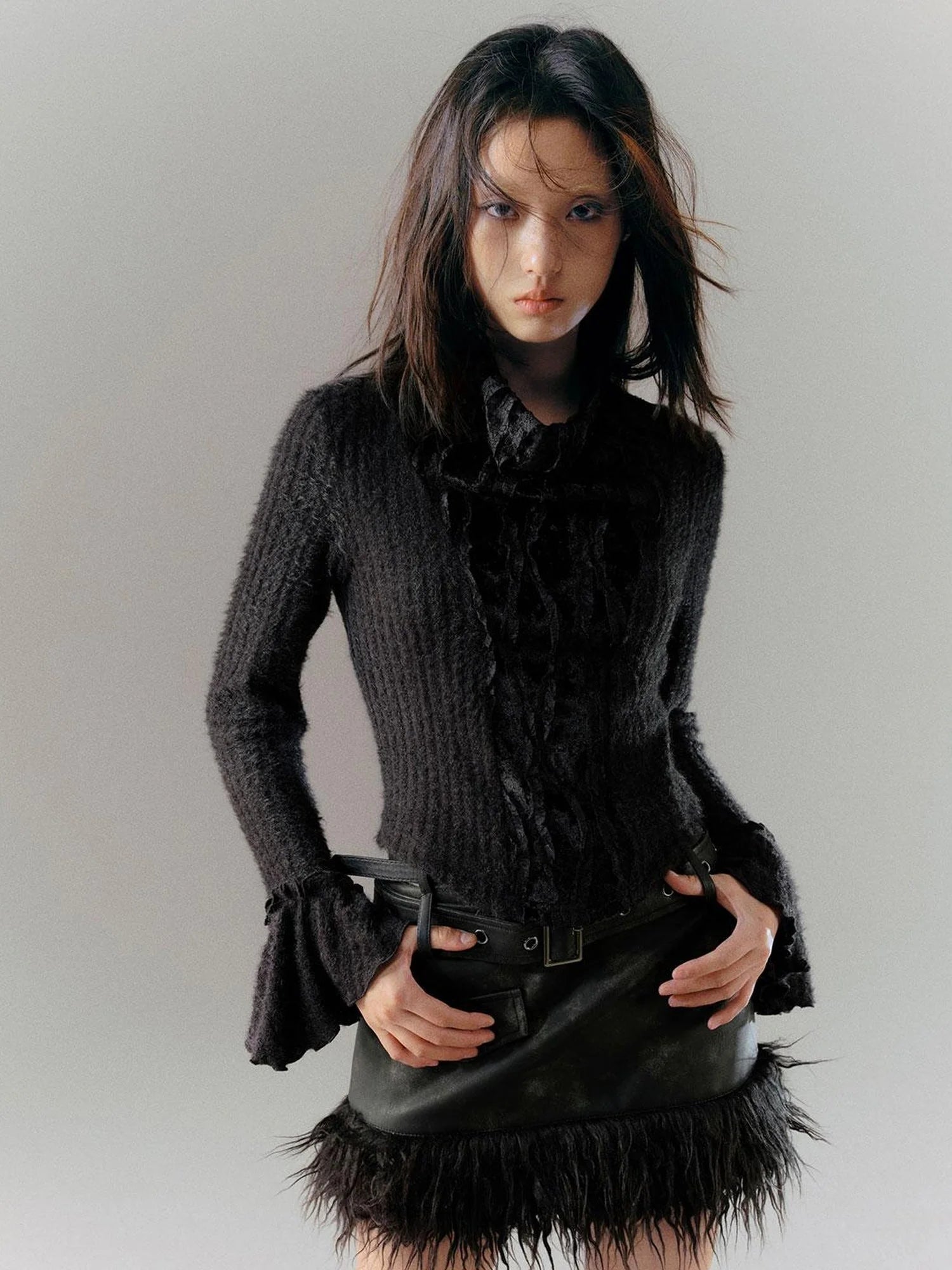 Vintage Punk Leather Patchwork Dyed Skirt