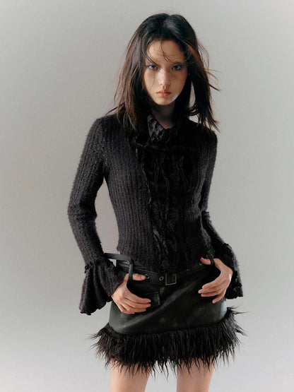 Vintage Punk Leather Patchwork Dyed Skirt