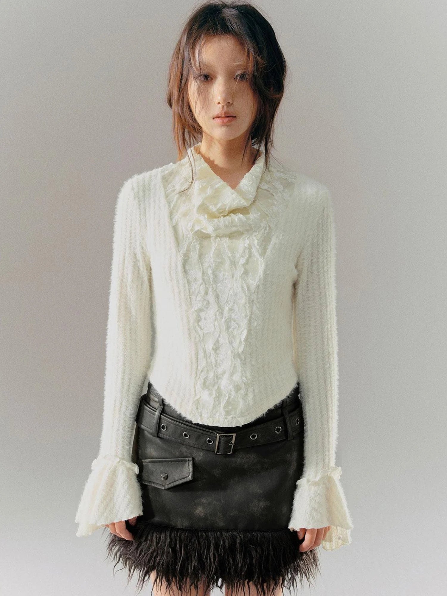 Vintage Punk Leather Patchwork Dyed Skirt