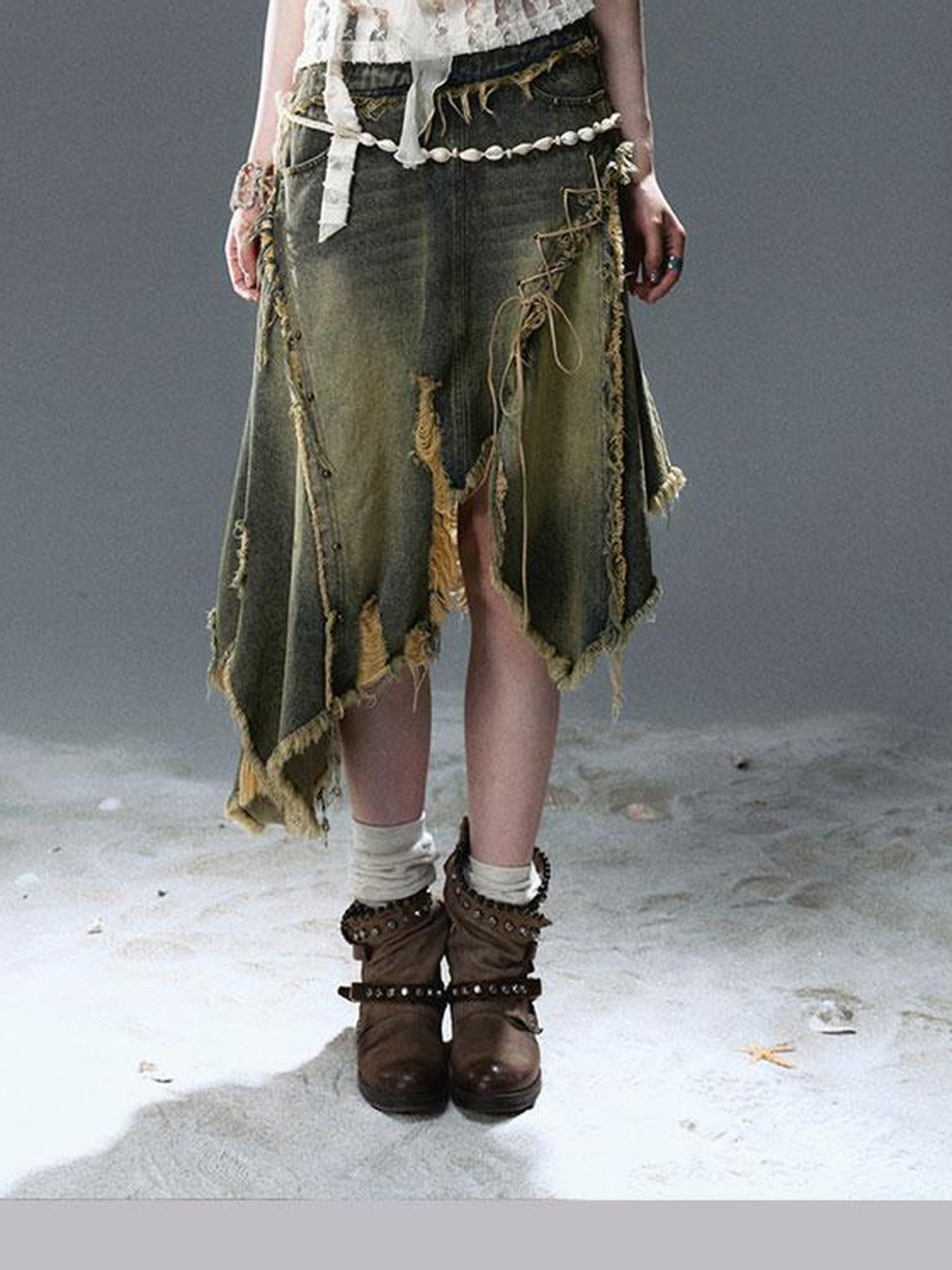 Update c Wandering Sea Witch Deconstructed Denim Skirt