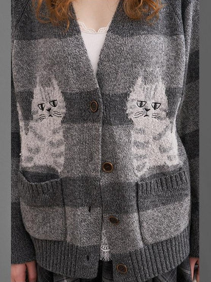 DIDDI MODA Symmetrical Cat Stripe Relaxed Oversized Women&