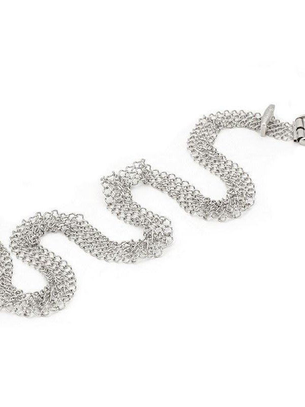 JYOSEI Silver Engraved Hollow Letter Chain Double Ring Women&