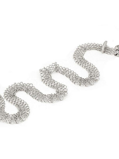 JYOSEI Silver Engraved Hollow Letter Chain Double Ring Women&