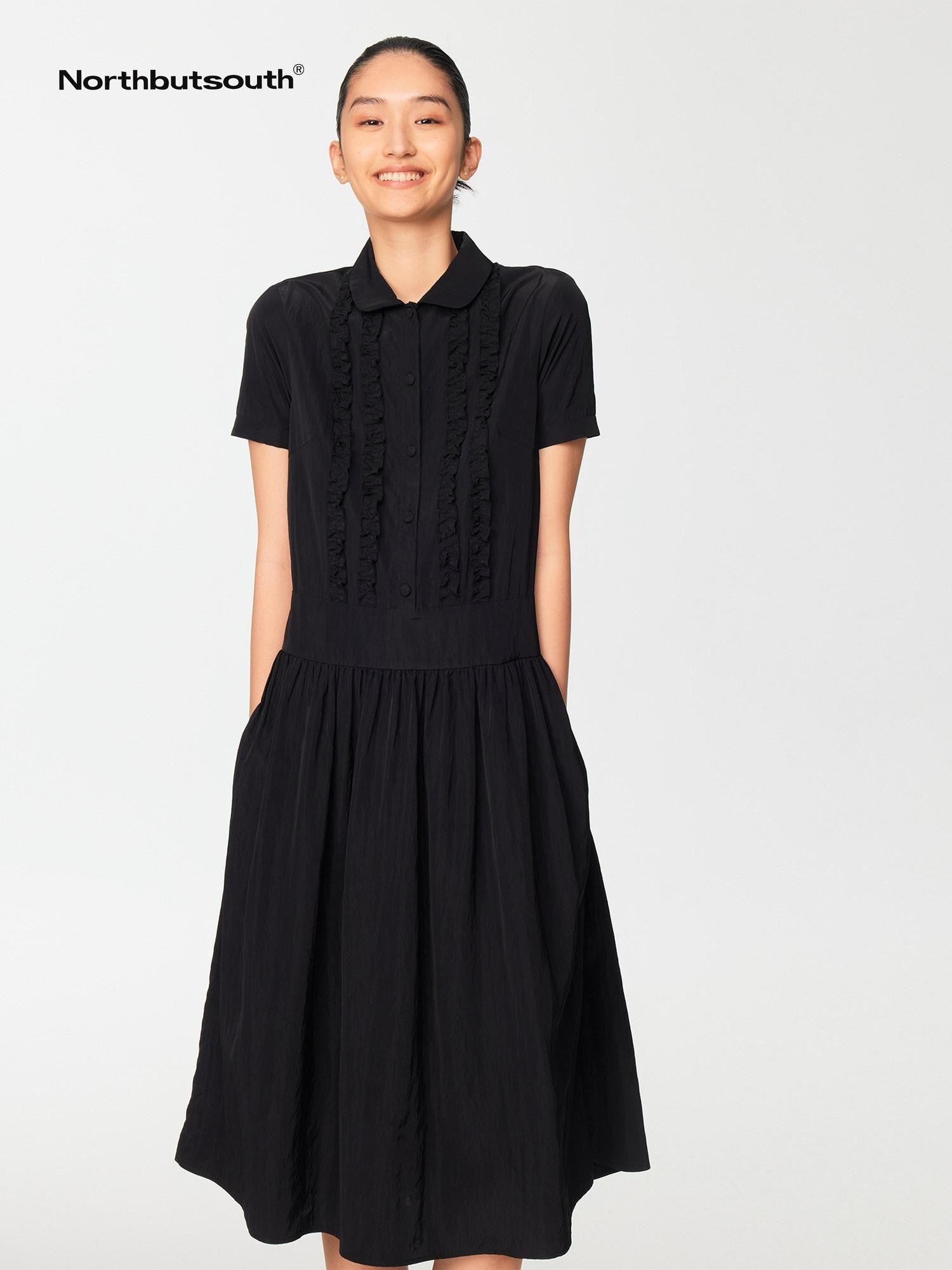 Northbutsouth Ruffled Shirt Collar Loose Fit Women&