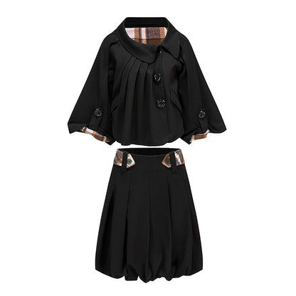 nit_alcove_Pure_Cotton_Workwear_Loose_Peter_Pan_Collar_Longsleeve_Black_Top_&amp;_Skirt_Sets_MISSTT