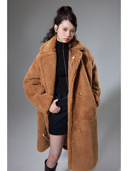 DIDDI MODA Teddy Bear Floral Patch Overcoat