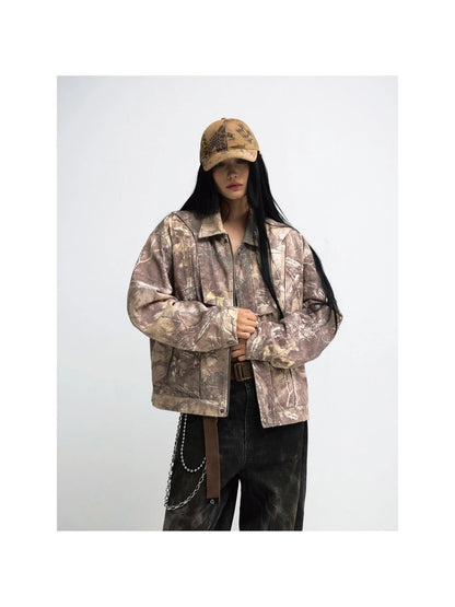 Unisex Camo Twig Washed Work Jacket