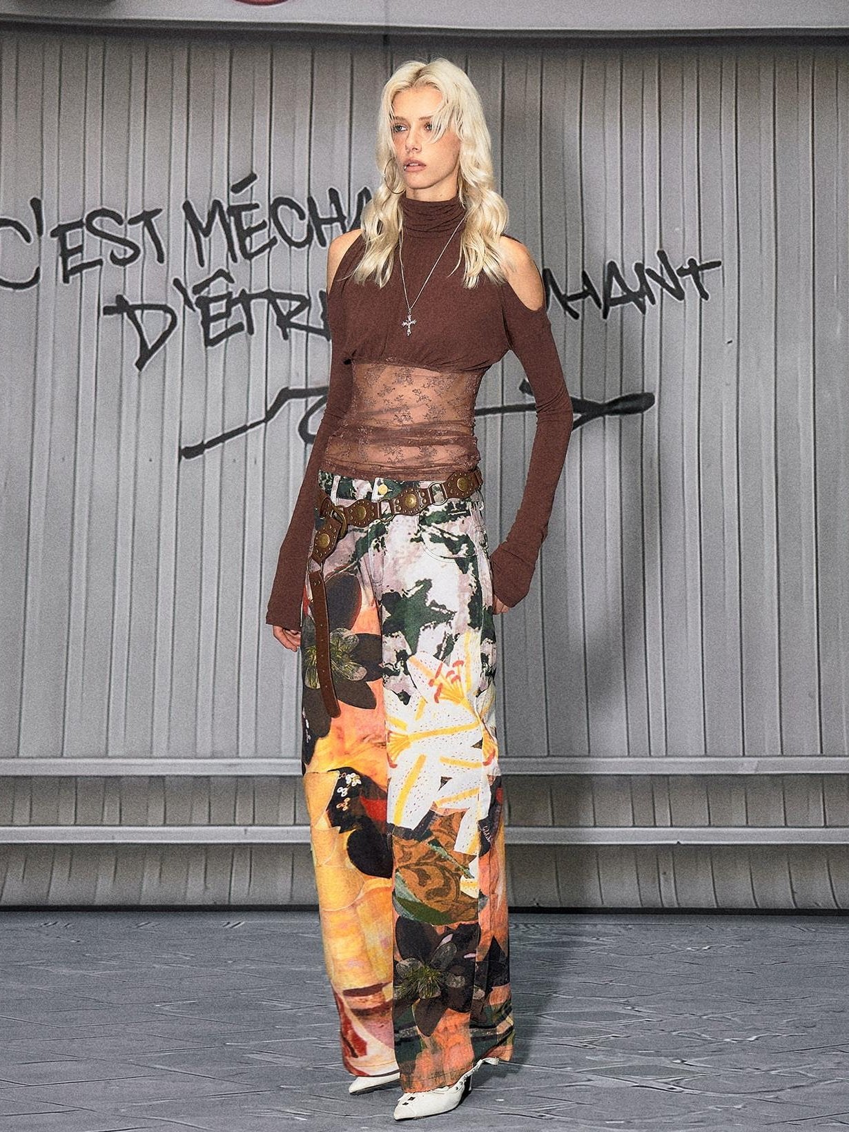 The NeverMore Sexy Mid Low Waist Hot Girl Floral Printed 100 Percent Cotton Wide Leg Pants