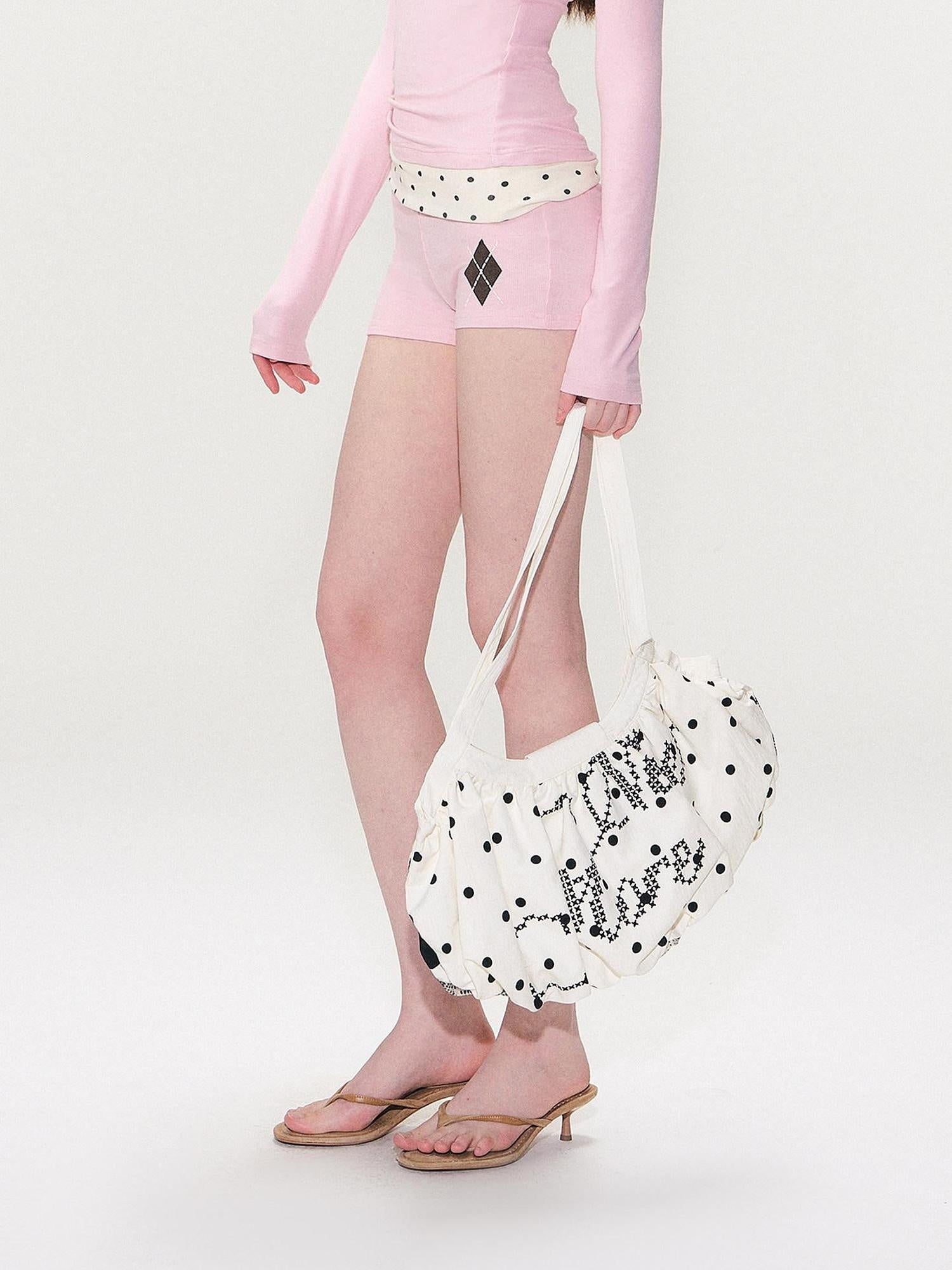 The NeverMore Alphabet And Number Print Cotton Pouch Double Strap Youth Casual White Tote Bags