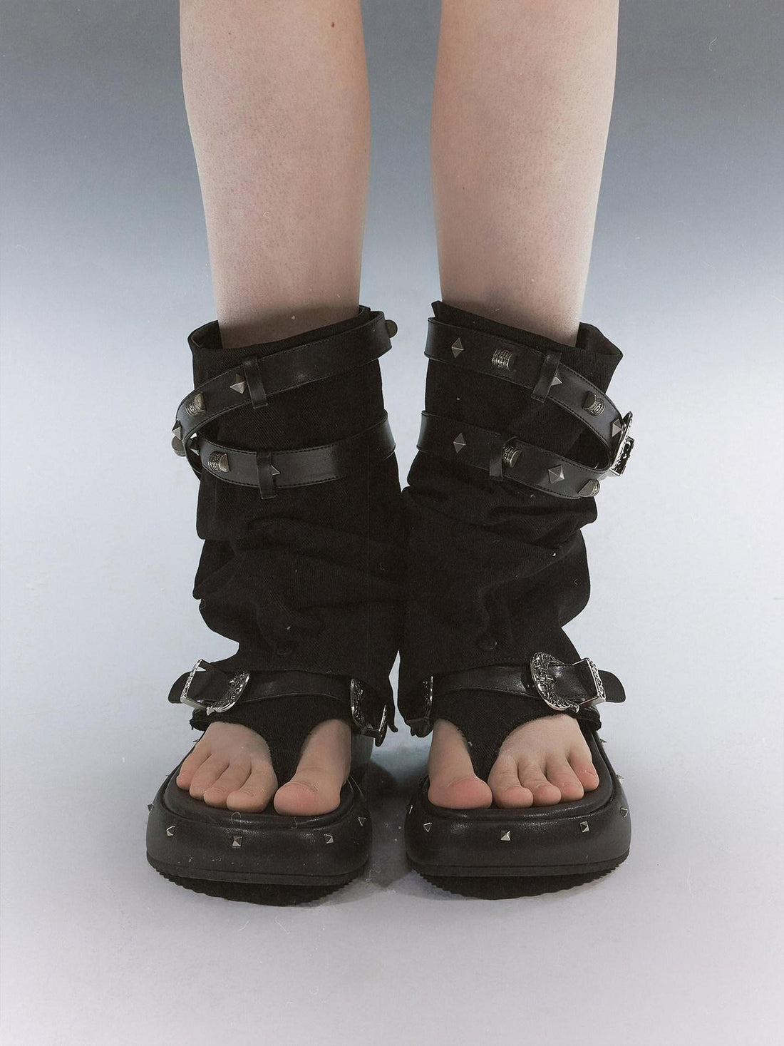 Cest Nous Grunge Punk Studded Dual Strap Detachable Women&